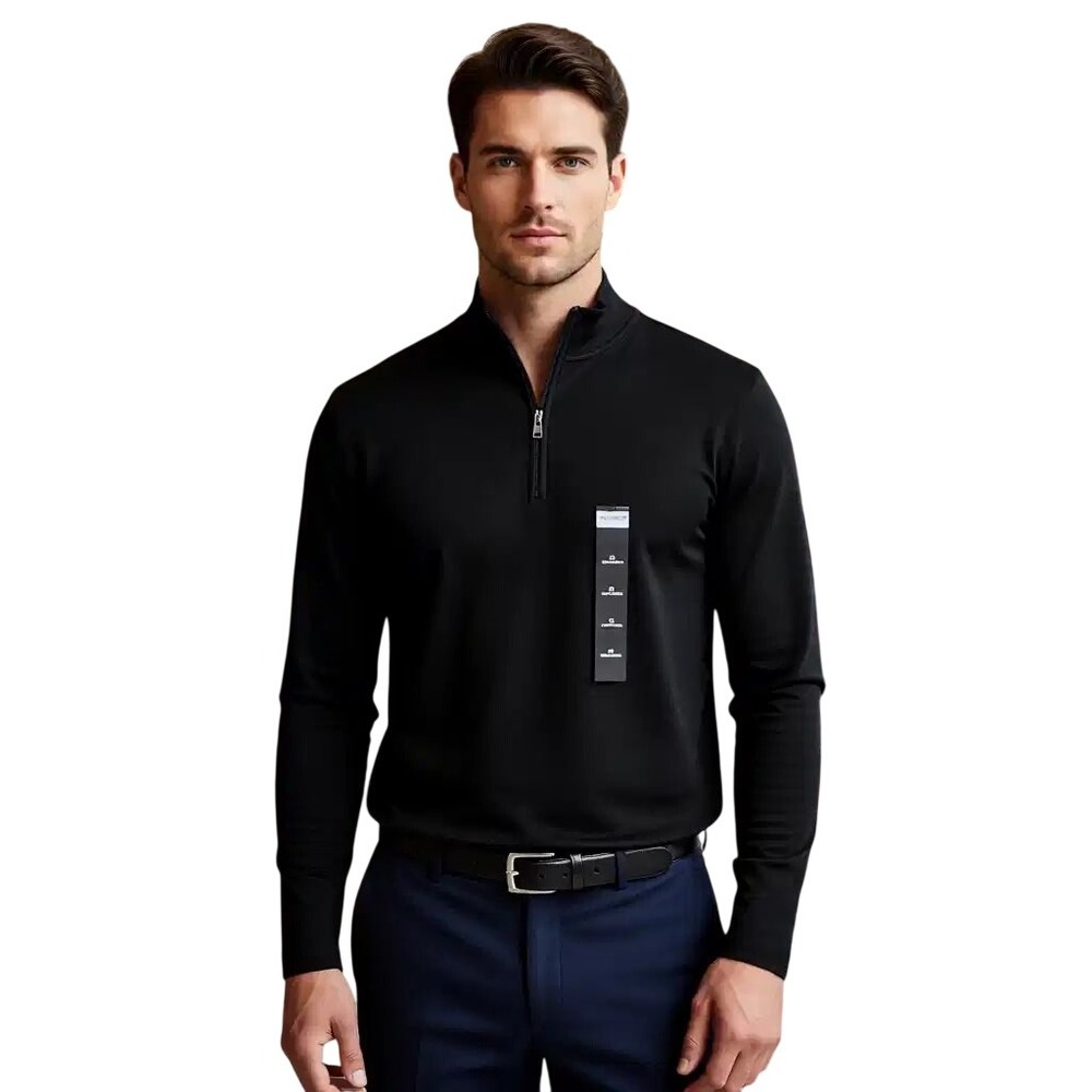 Concepts by Claiborne Mens Black Long Sleeve Quarter Zip Sweater Knit Top XL NWT